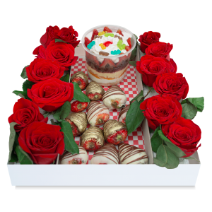 CAJITA DE ROSAS Y FRESAS