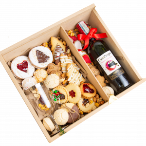 CAJITA DE VINO Y GALLETAS